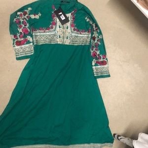 Bottle green peshwaz